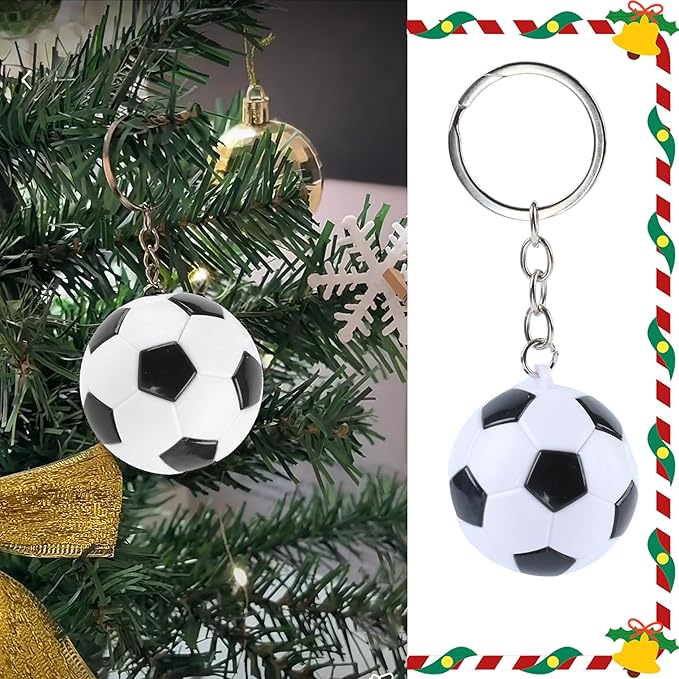 4Pcs Soccer Keychains, Funny Backpack Charms Key Chains, PVC 1.5inch/3.8cm Football Keychain