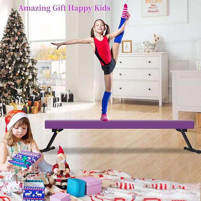 EL&IT·Wings 6FT/8FT Gymnastic Balance Beam for Kids, Adjustable Balance Beam with Leg, High and Low Level Floor Beam, Gymnastics Equipment for Home and Gym Center