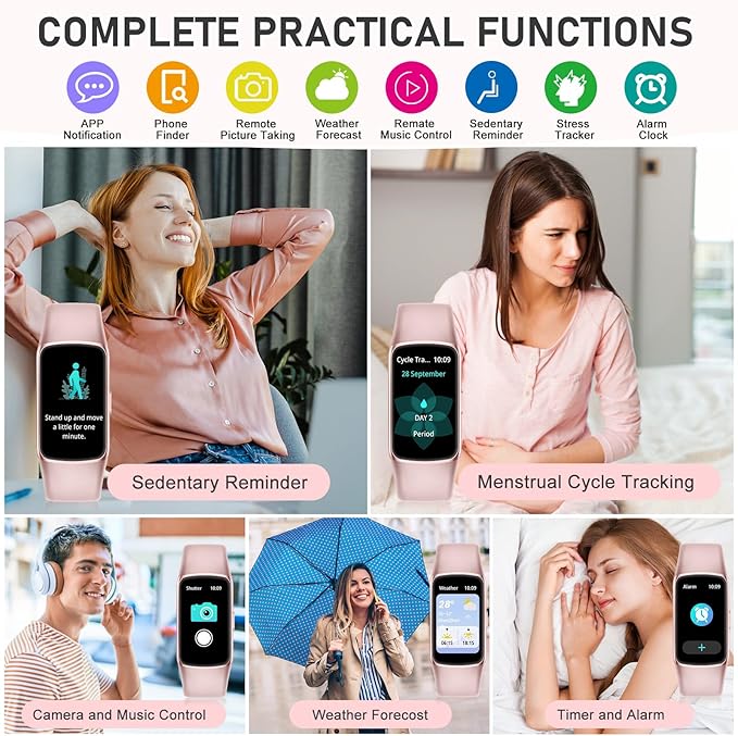 Fitness Tracker Step Counter with 24/7 Heart Rate Blood Oxygen Sleep Monitor, 1.47''AMOLED Touch Color Screen Fitness Watch, Activity Pedometer for Women Men