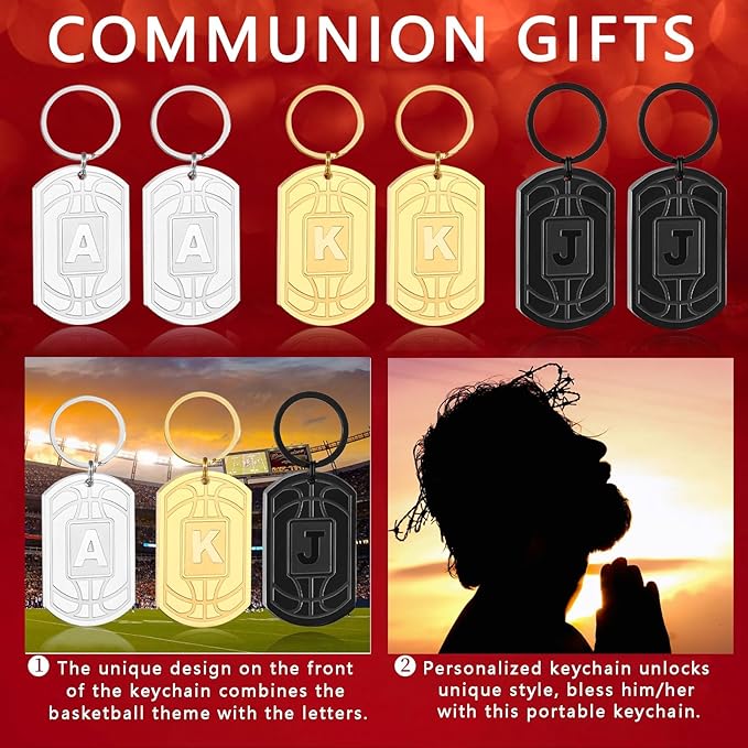 Stocking Stuffers Christmas Gift- Initial Keychain Gifts for Men,Mens Gifts Basketball Keychains for Men Dad