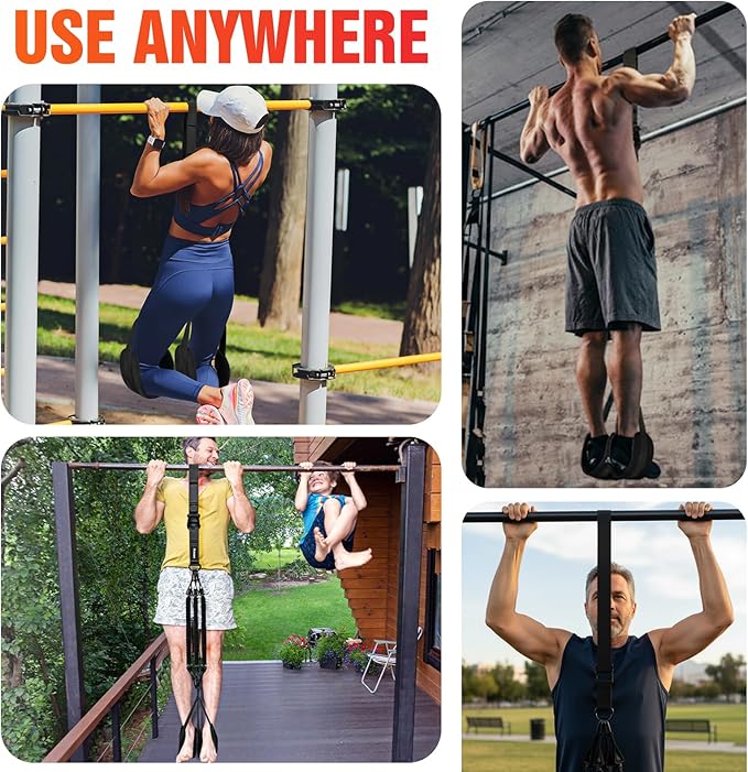 Pull Up Assistance Bands 300 lbs – Heavy Duty Adjustable Pull Up Bar Resistance Bands Set with 4 Assistance Bands, Dual Foot Rest, Nylon Straps & Door Anchor for Unisex Home Gym Strength Training