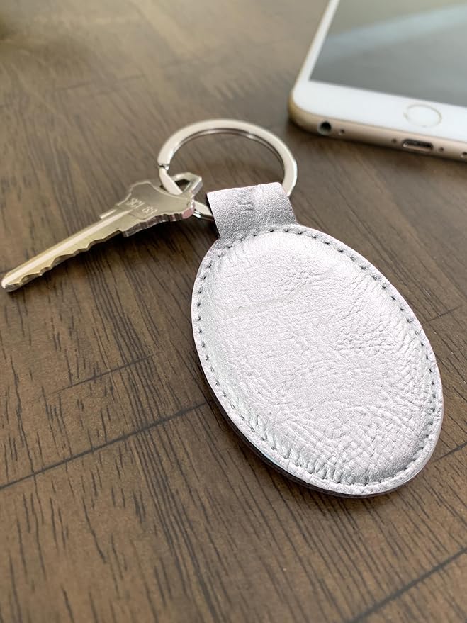 LaserGram Oval Keychain, Soccer Ball, Personalized Engraving Included