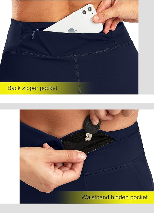 SANTINY Women's 6'' Athletic Long Shorts with 4 Pockets High Waisted Bermuda Shorts for Women Walking Running Casual