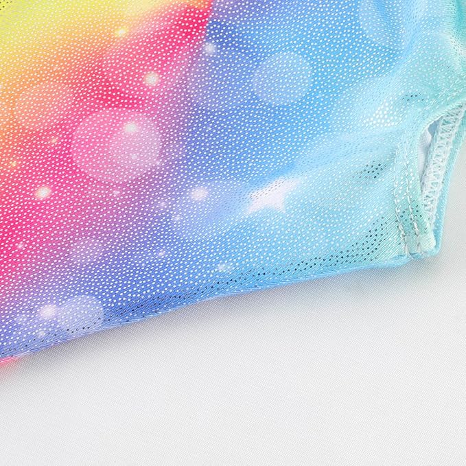 Leotards for Girls Gymnastics Toddler Dance Biketards Mermaid Unicorn Athletic Dance Wear Shiny Rainbow Blue Hotpink
