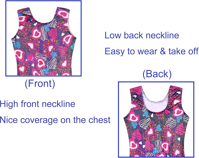 Domusgo Gymnastics Leotards for Girls Sparkly One-Piece Pro Kids Unitard Biketards with Shorts
