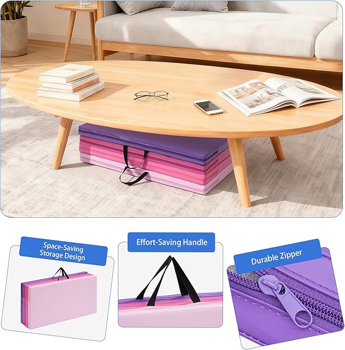 Outdoor Basic 6'x3'x2" Gymnastics Tumbling Mats Folding Panel Thick Gym Exercise Mat for Home