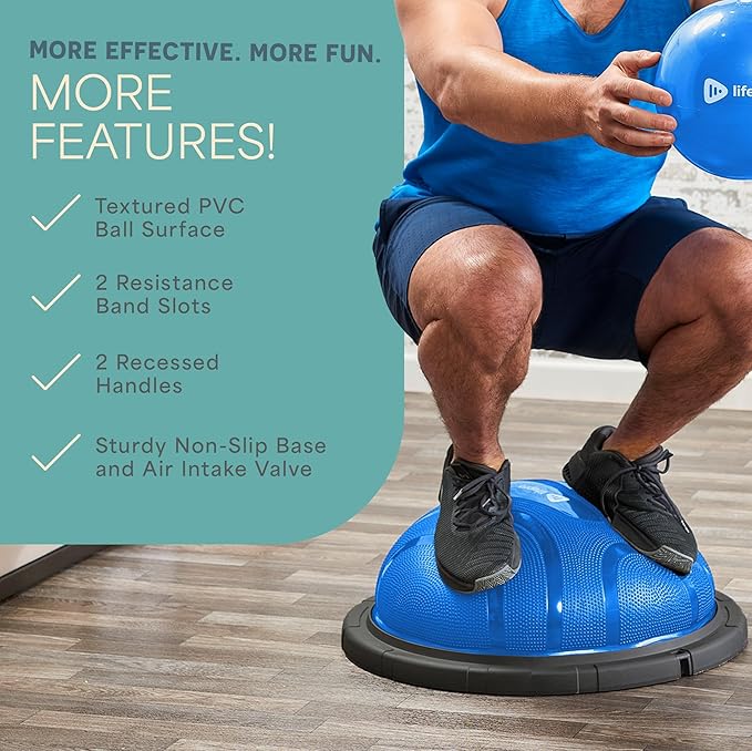 Lifepro Half Balance Ball Trainer - Stability Ball for Exercise, Full-Body Workouts, Home Gym, and Physical Therapy - Horizon Balance Ball Half Non-Slip Equipment for Balance Training
