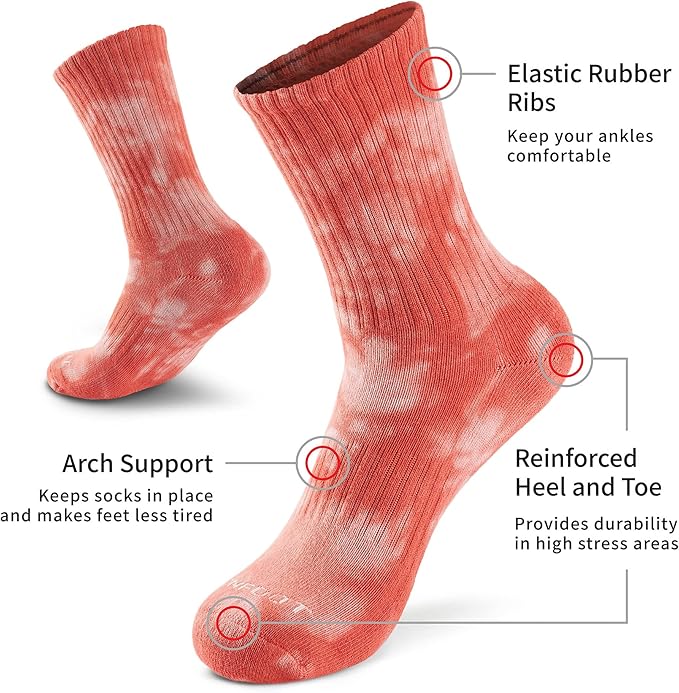 MONFOOT Women's and Men's 3-8 Pairs Athletic Cushion Crew Socks Multi
