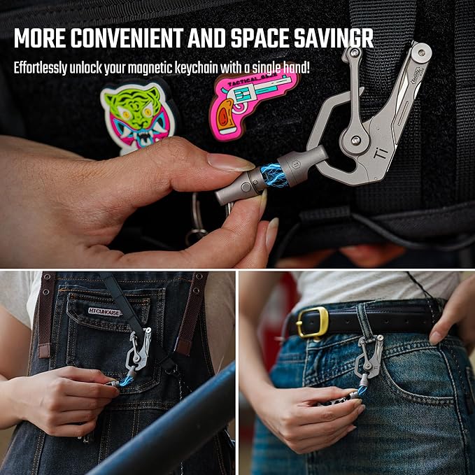 KeyUnity KA45 Titanium Quick Release Keychain, Magnetic Keychain For Car Keys-360 ° Rotatable