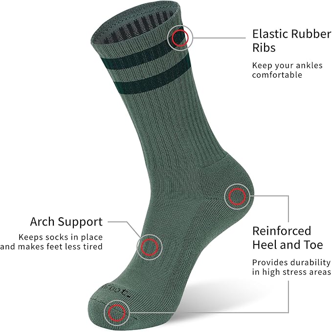 MONFOOT Women's and Men's 3-8 Pairs Athletic Cushion Crew Socks Multi
