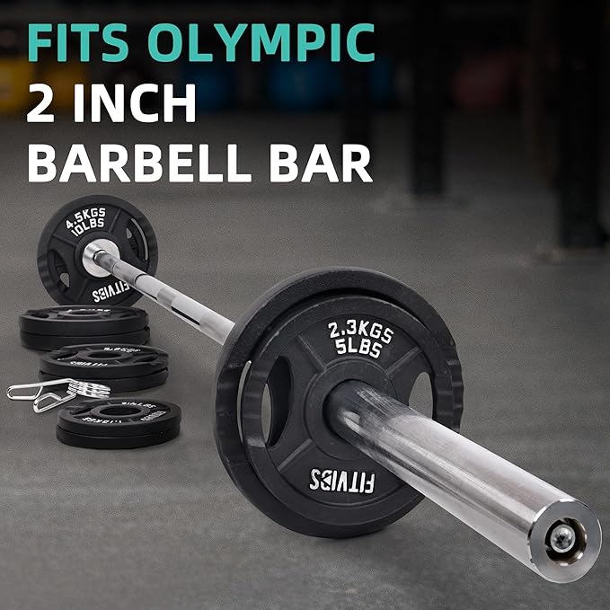 Fitvids Olympic 2-Inch Cast Iron Barbell Set, Including 255 Pounds Weight Plates Set with 7FT Olympic Bar (300 Pounds Total), Multiple Packages