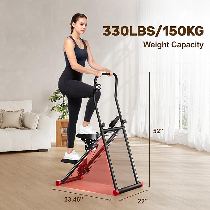 Stair Stepper for Home Gym Exercise, Compact Folding Cardio Stair Climber for Full-Body Workout, Vertical Climber Machine, Extended Step Range