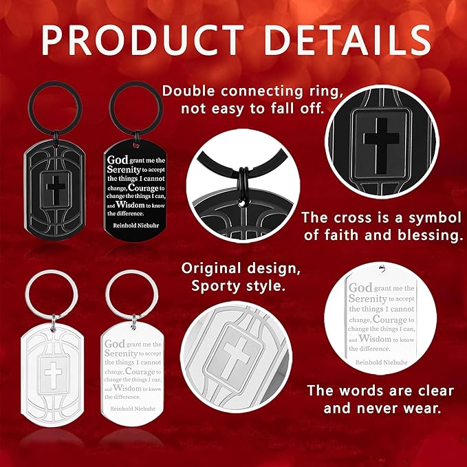 Stocking Stuffers- Football/Baseball/Soccer/Basketball Keychain for Men Baptism Confirmation Mens Gifts
