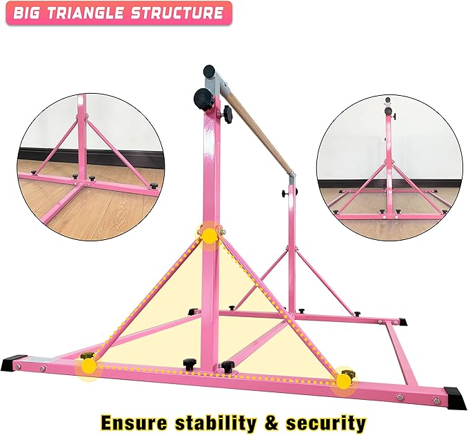 Marfula Gymnastic Bar For Kid and Teenage of 3-25, 5Ft/8 FT Base Length 4Ft Width 5Ft Adjust Height, Gymnastic Kip Bar For Gymnast, Gymnastic Training Equipment For Professional Training Home Club Use