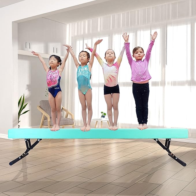 Adjustable Balance Beam for Kids, 8FT Gymnastics Beam with Anti-Slip Legs, High and Low Floor Beam for All Gymnastics Levels, Professional Gymnastic Equipment for Home, Gym Center