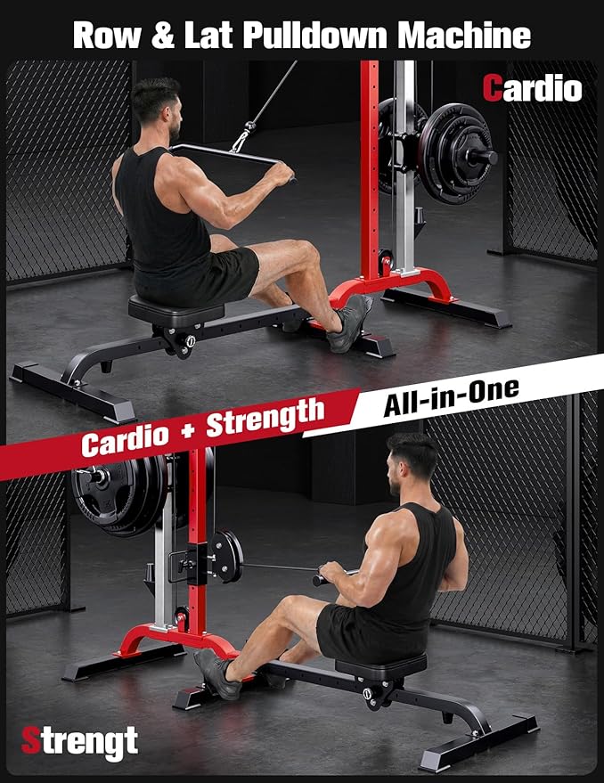 YOLEO Smooth Dual Pulley System Power Cage, 1700LBS Adjustable Cable Crossover Power Rack, Multi-Functional Squat Rack for Home Gym