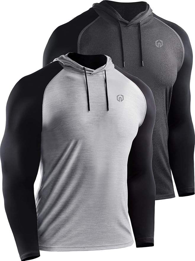 NELEUS Men's Dry Fit Athletic Shirt Workout Running Long Sleeve Shirts with Hoods