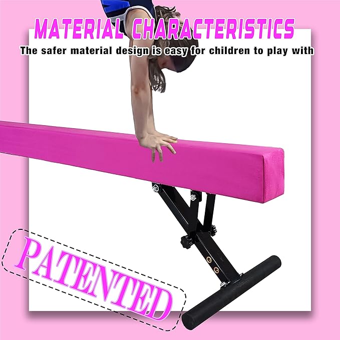 Adjustable Balance Beam for Kids, 8FT Gymnastics Beam with Anti-Slip Legs, High and Low Floor Beam for All Gymnastics Levels, Professional Gymnastic Equipment for Home, Gym Center