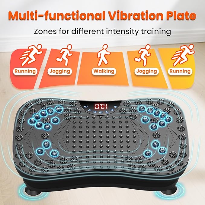 AXV Vibration Plate Fitness Platform Exercise Machine Vibrating Shaking Full Body Shaker Workout Vibrate Stand Shake Board Sport Gym for Weight Loss Fat Burner for Women Men