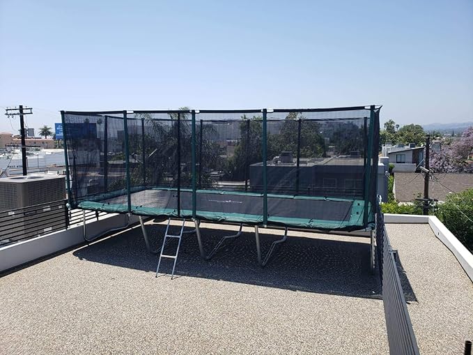 Happy Trampoline Pro Rectangle Trampoline - Heavy Duty 750lbs Jumping Capacity With Net Enclosure - Large Commercial Grade Rectangular Outdoor for Backyard Gymnastics