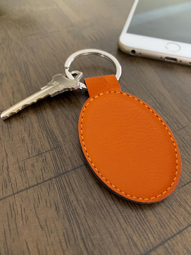 LaserGram Oval Keychain, Soccer Ball, Personalized Engraving Included