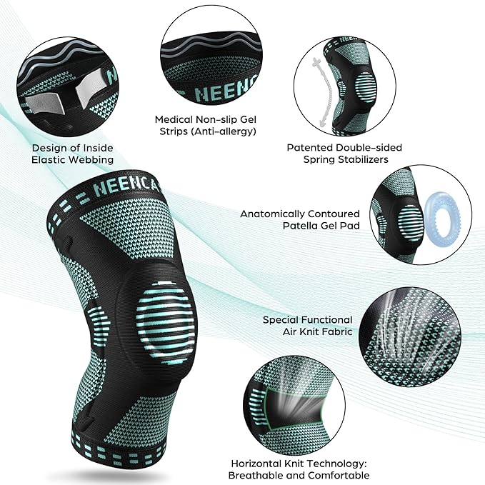 NEENCA Professional Knee Brace for Women/Men, Knee Support with Patella Pad & Side Stabilizers, Compression Knee Sleeve for Knee Joint Pain, Meniscus Tear, ACL, PCL, Runner, Workout - FSA/HSA Approved