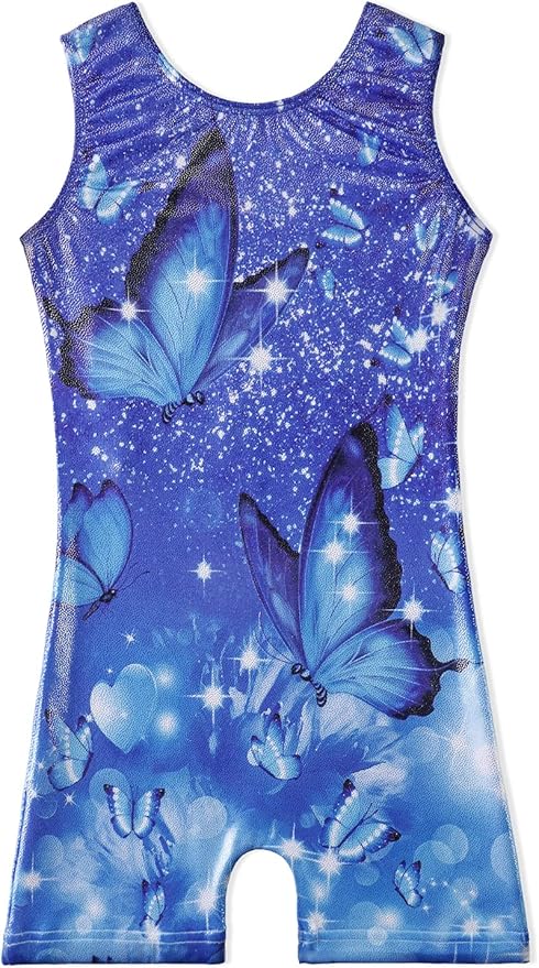 Leotards for Girls Gymnastics Toddler Dance Biketards Mermaid Unicorn Athletic Dance Wear Shiny Rainbow Blue Hotpink