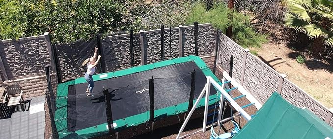 Happy Trampoline Pro Rectangle Trampoline - Heavy Duty 750lbs Jumping Capacity With Net Enclosure - Large Commercial Grade Rectangular Outdoor for Backyard Gymnastics