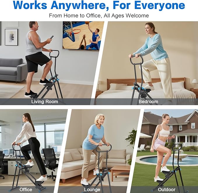 HXD-ERGO Stair Stepper for Home, New Version 6 Adjustable Resistance Vertical Climber Cardio Exercise Machine, Folding Stair Climber for Full Body Workout with Adjustable Handlebar for Women & Men
