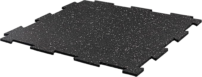Playsafer Genaflex Lite Rubber 8mm Interlocking Tiles for Gym Flooring - Exercise Equipment, Exercise Areas - 20" X 20" (Grey/Black, 30 Tiles - 81 Sq. Ft.)
