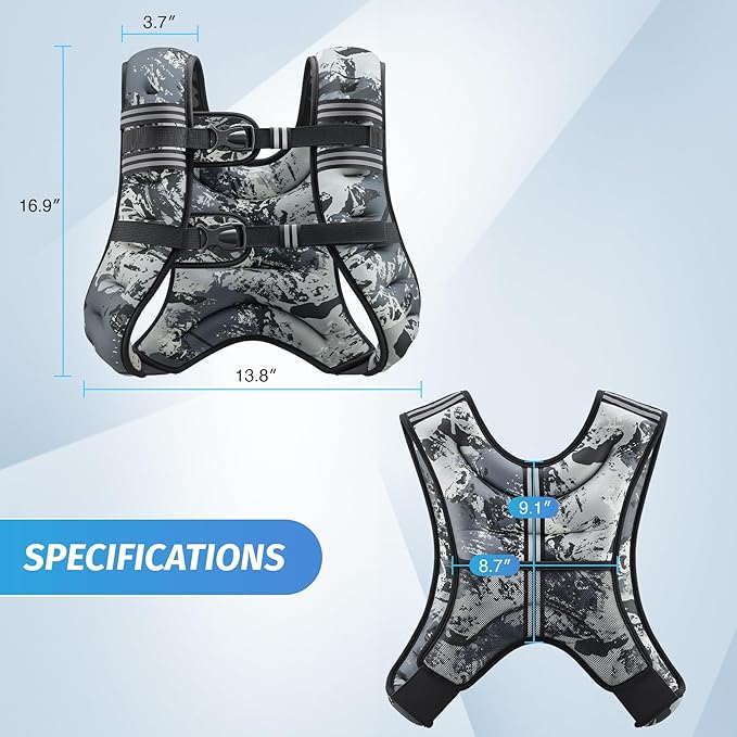 ZELUS Weighted Vest, 6lb/8lb/12lb/16lb/20lb/25lb/30lb Weight Vest with Reflective Stripe for Workout, Strength Training, Running, Fitness, Muscle Building, Weight Loss, Weightlifting
