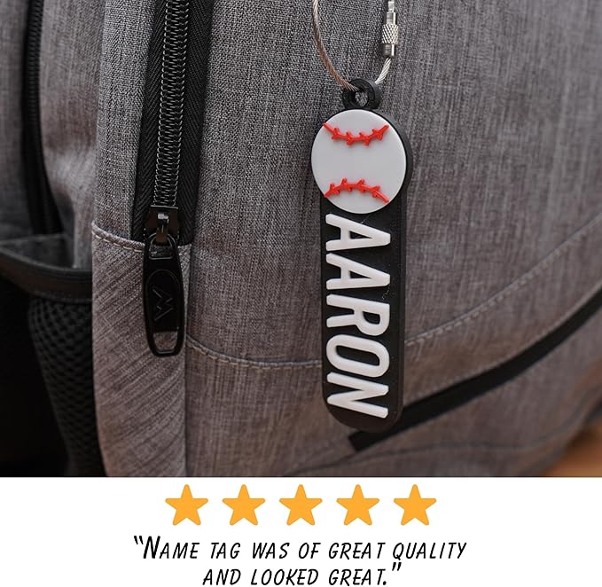 Personalized Baseball Keychain, Backpack tags, Kid's name tags, Custom baseball water bottle tags, Sports bag keychain, baseball team gift, Keyring charm, Custom baseball tag
