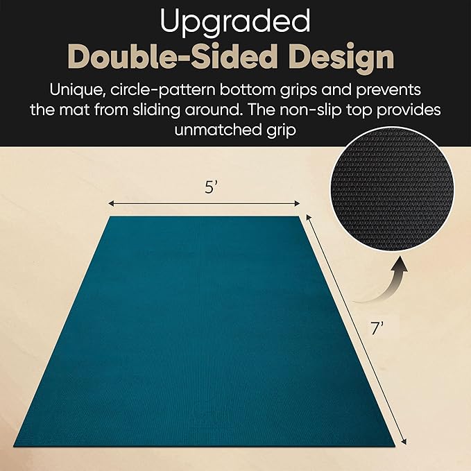 Gorilla Mats Premium Large Yoga Mat – 6x4', 7x5' (8mm) Extra Thick & Ultra Comfortable, Non-Slip Barefoot Exercise Mat – Works Great on Any Floor for Stretching, Cardio or Home Gym Workouts