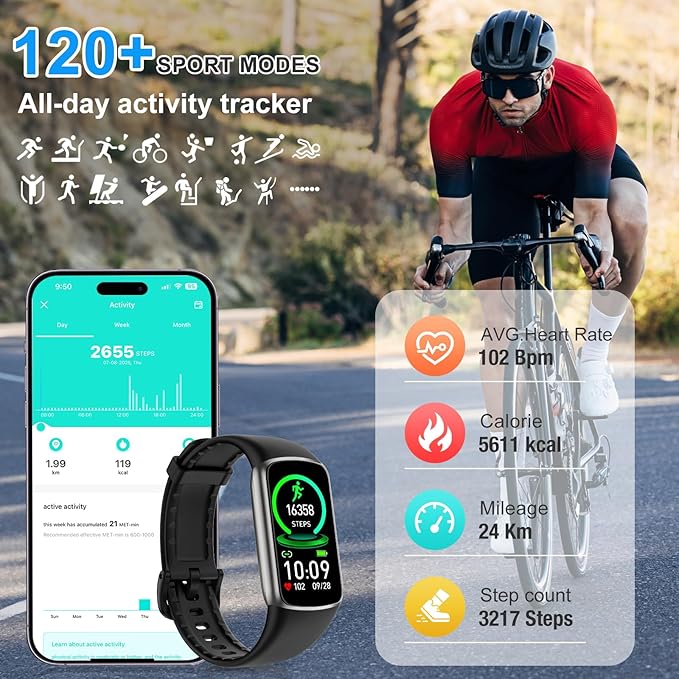 Fitness Tracker Step Counter with 24/7 Heart Rate Blood Oxygen Sleep Monitor, 1.47''AMOLED Touch Color Screen Activity Watch, Smart Watches Pedometer for Women Men Android/iOS