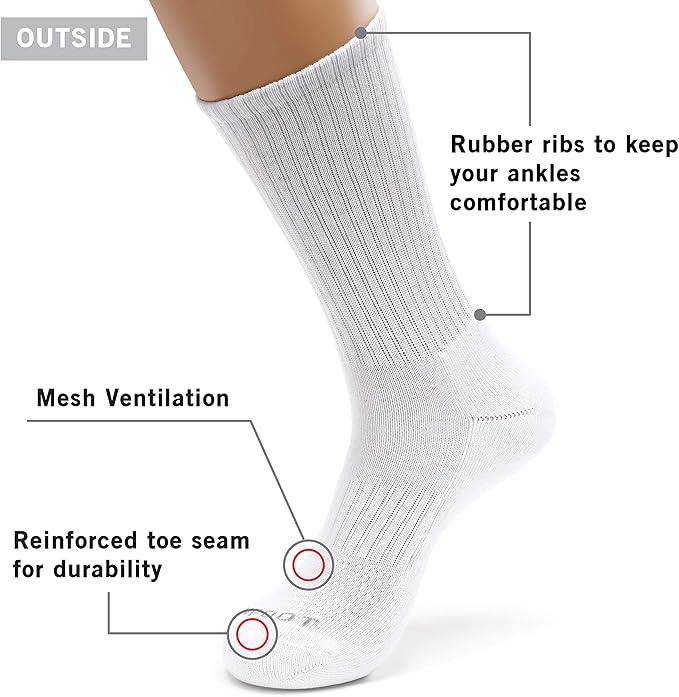 MONFOOT Women's and Men's 3-8 Pairs Athletic Cushion Crew Socks Multi
