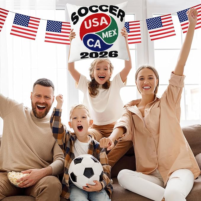 18x18 Inches Decorative Pillow Covers 1pc for World Soccer 2026 Fan, Host Nations Embroidered Throw Pillows Cases for Couch Bed Room, Game Day Home Decor Pillows Covers Gifts for Women Men