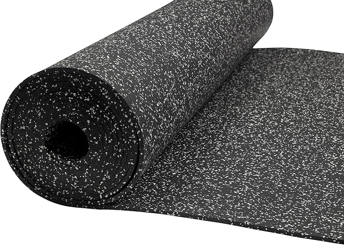 Genaflex Rubber Gym Floor Mat - 8mm Thick - Heavy Duty Commercial Protective Gym Flooring Roll (10% Grey, 4' X 20')