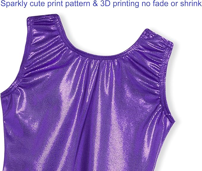 Domusgo Gymnastics Leotards for Girls Sparkly One-Piece Pro Kids Unitard Biketards with Shorts