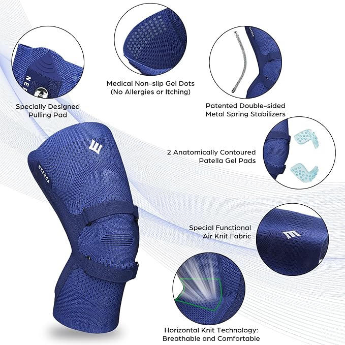 NEENCA Knee Brace for Knee Pain Relief, Medical Knee Support with Patella Pad & Side Stabilizers, Compression Knee Sleeve for Meniscus Tear, ACL, Arthritis, Joint Pain, Runner, Sport