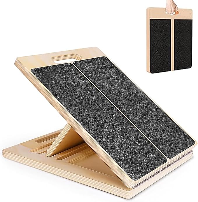 Slant Board for Calf Strecthing, Adjustable Incline Board for Knee and Ankle Heel, Portable Wooden, Calf Stretcher for Physical Therapy Equipment