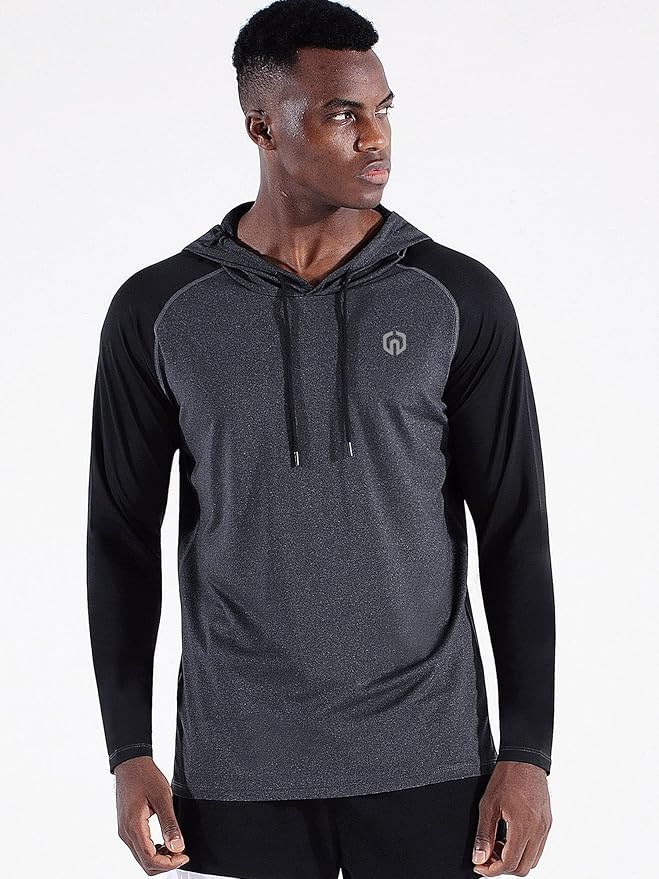 NELEUS Men's Dry Fit Athletic Shirt Workout Running Long Sleeve Shirts with Hoods