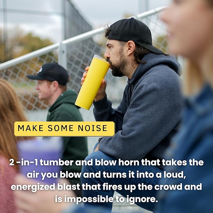 The LoudCup Reusable Water Bottle – 2-in-1 Travel Tumbler & Noisemaker – BPA-Free, Blow Horn & Cup with Slide Lid – Perfect for Sports Events, Game Day, Tailgating & Parties