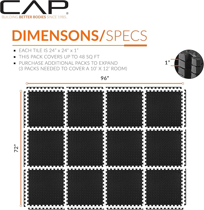 CAP Barbell Interlocking EVA Foam Exercise Puzzle Mat Home Gym Flooring | Multiple Options