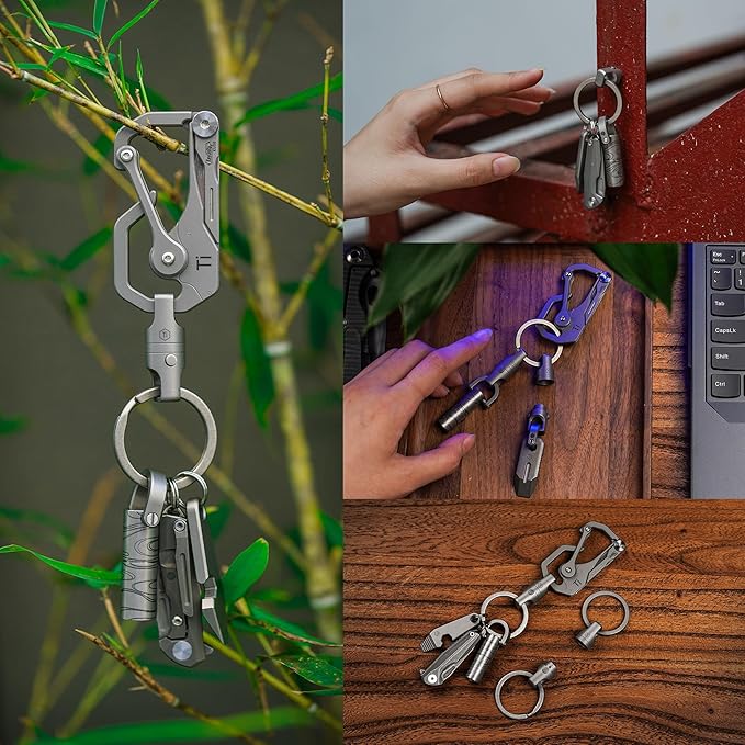 KeyUnity KA45 Titanium Quick Release Keychain, Magnetic Keychain For Car Keys-360 ° Rotatable