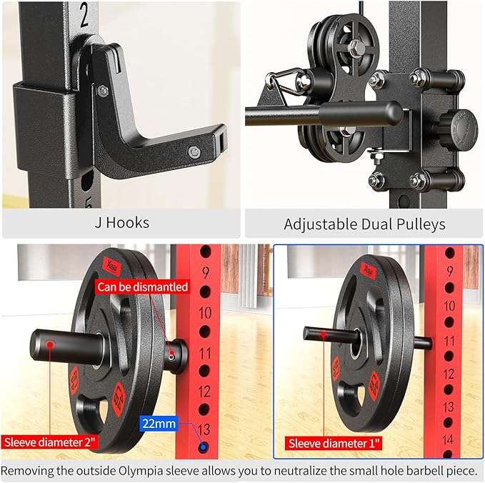 Power Rack Power Cages Multi-Function Squat Rack with Cable Crossover System Selectable More Training Attachment Weight Cage for Garage Home Gym