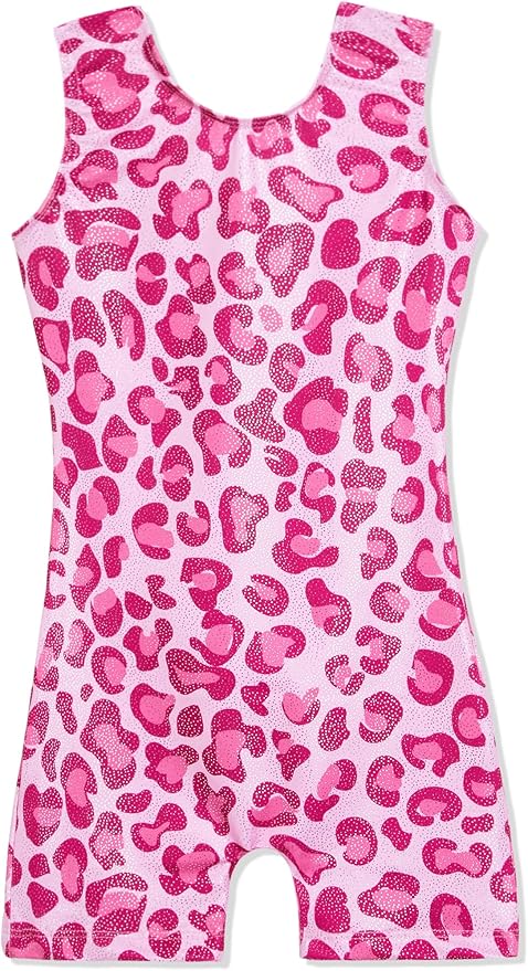 Domusgo Gymnastics Leotards for Girls Sparkly One-Piece Pro Kids Unitard Biketards with Shorts