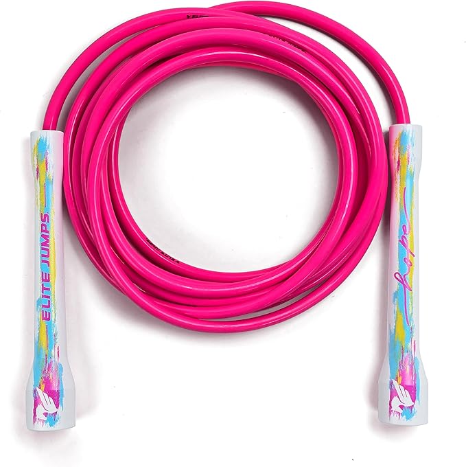 Elite Jumps Adjustable Jump Rope – 6mm PVC Training Rope for Fitness & Cardio | Indoor/Outdoor Skipping Rope with Unbreakable Handles, Non-Kinking Cord & Smooth Rotation for Boxing & Strength