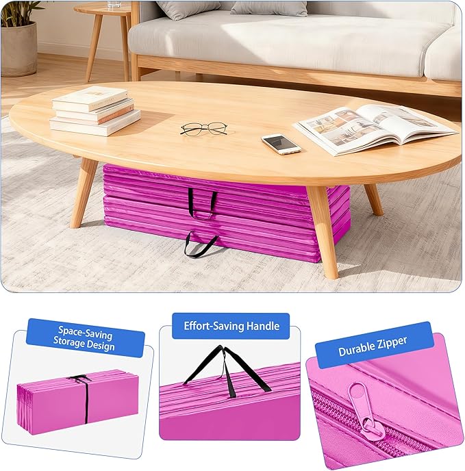Outdoor Basic 6'x3'x2" Gymnastics Tumbling Mats Folding Panel Thick Gym Exercise Mat for Home