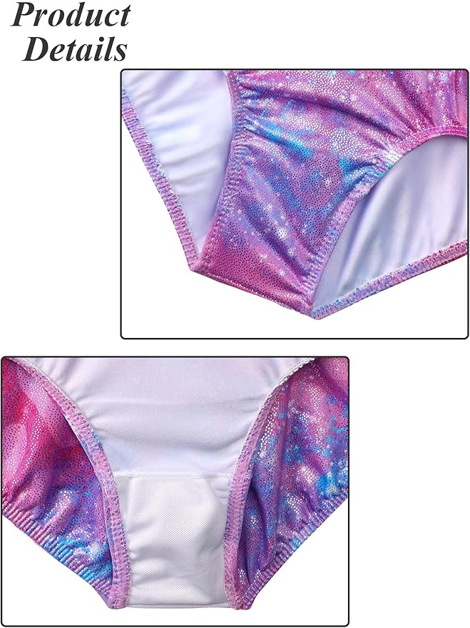 BAOHULU Leotards for Girls Gymnastics Long Sleeve Embroidery Shiny Black Diamond Dance Clothes