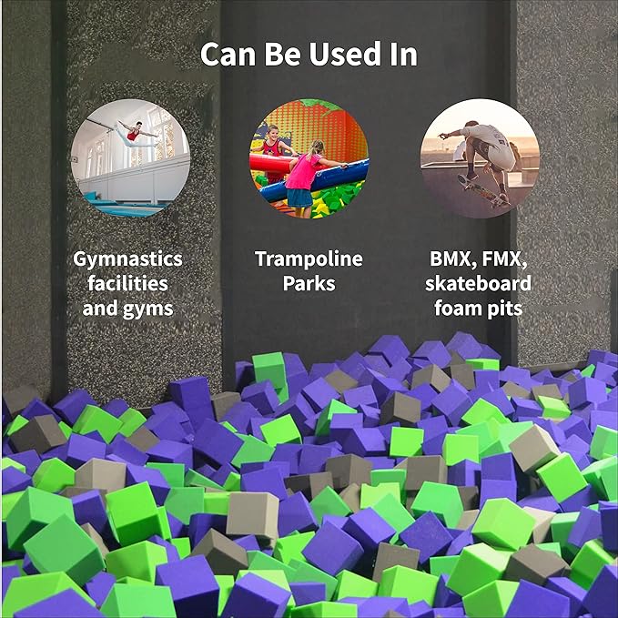 ENVIROLITE 8" Foam Cubes | Full Pallet of Premium Quality Foam Cubes for Foam Pits | for BMX Pits, Trampoline Parks, Ninja Gyms, Gymnastics & Skatepark Foam Pits